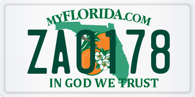 FL license plate ZAO178