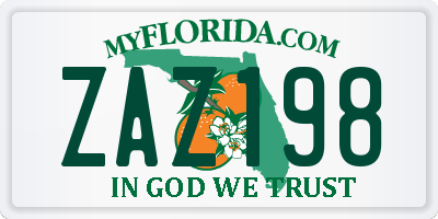 FL license plate ZAZ198