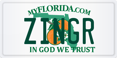 FL license plate ZINGR
