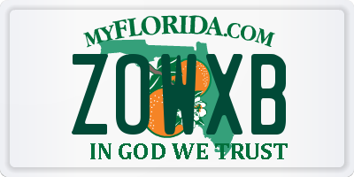 FL license plate ZOWXB