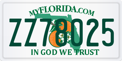 FL license plate ZZ78025