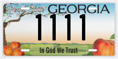 GA license plate 1111