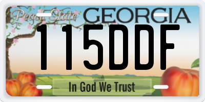 GA license plate 115DDF