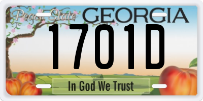 GA license plate 1701D