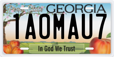 GA license plate 1A0MAU7