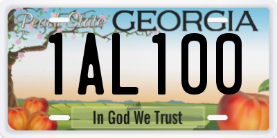 GA license plate 1AL100