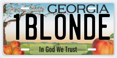 GA license plate 1BLONDE