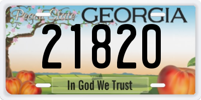 GA license plate 21820