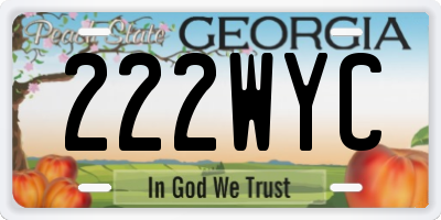 GA license plate 222WYC