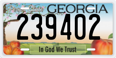 GA license plate 239402