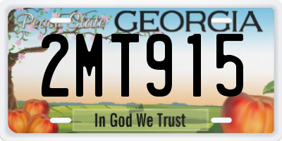 GA license plate 2MT915