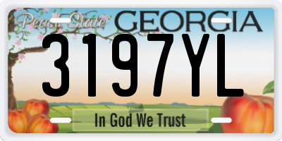 GA license plate 3197YL