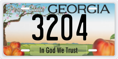 GA license plate 3204