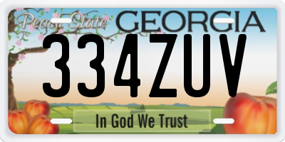 GA license plate 334ZUV