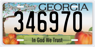 GA license plate 346970