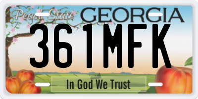 GA license plate 361MFK