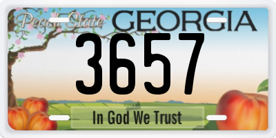 GA license plate 3657