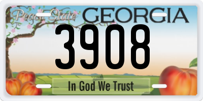 GA license plate 3908