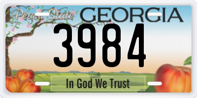 GA license plate 3984