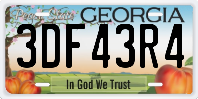 GA license plate 3DF43R4