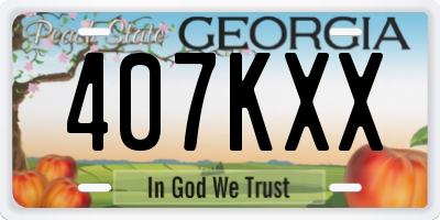 GA license plate 407KXX