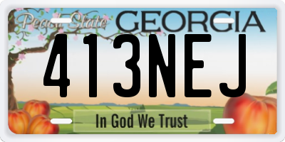 GA license plate 413NEJ
