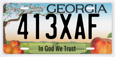 GA license plate 413XAF