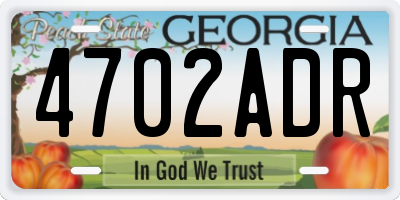 GA license plate 4702ADR