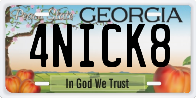 GA license plate 4NICK8