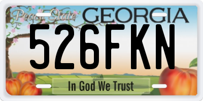 GA license plate 526FKN