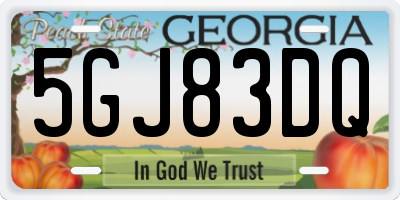 GA license plate 5GJ83DQ