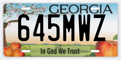 GA license plate 645MWZ