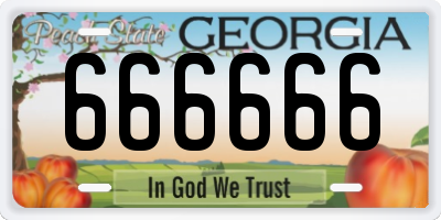 GA license plate 666666