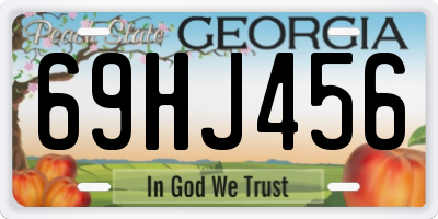 GA license plate 69HJ456