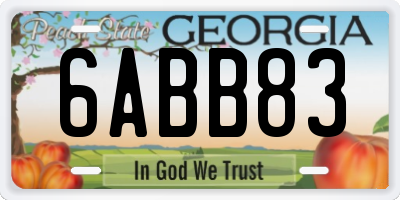 GA license plate 6ABB83