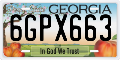 GA license plate 6GPX663