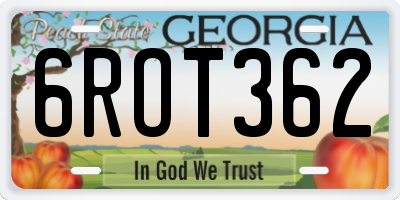 GA license plate 6ROT362