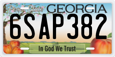 GA license plate 6SAP382