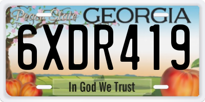 GA license plate 6XDR419