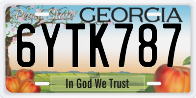 GA license plate 6YTK787