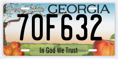 GA license plate 70F632