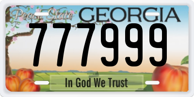 GA license plate 777999