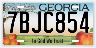 GA license plate 7BJC854