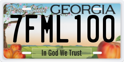 GA license plate 7FML100