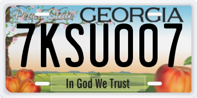 GA license plate 7KSU007