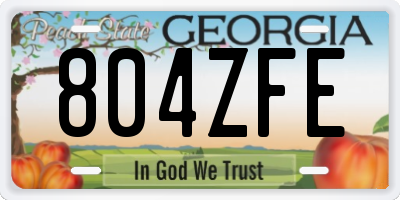 GA license plate 804ZFE