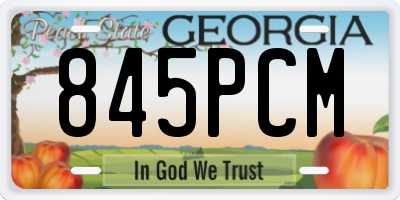 GA license plate 845PCM