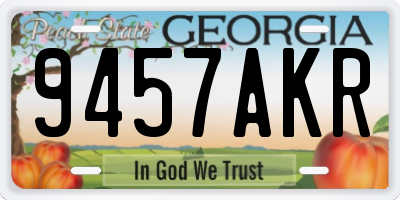 GA license plate 9457AKR