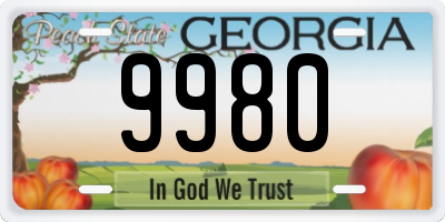 GA license plate 9980