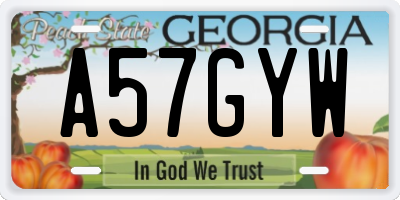 GA license plate A57GYW